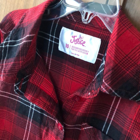 Girls’ Justice plaid button down - Picture 2 of 5